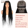 Synthetische Perücken, 36 volle Spitze, geflochtene Perücken, synthetische lange schwarze geflochtene Perücken mit Babyhaar, 360 Lace Front Box Braids Perücke, schwarze Mischung, Burgunderrote Perücke, Q240115