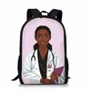 Sacs infirmière African Black Hairstyle High Students Sacol Sac pour adolescent sac à dos Package de voyage Docteur Sac à bandoulière Femme Mochila