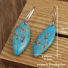 Boucles d'oreilles pendantes de luxe Boho couleur argent Vibrant femmes larme pour Jaspers bleu bijoux en pierre naturelle