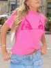 T-shirts pour femmes Femmes T-shirt Col rond Manches courtes Soutien-gorge Imprimer Tops d'été Streetwear pour Casual Quotidien