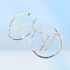 Fashion Women 18K Gold Plated Designer Ear Stud Oreads Oreing Designers Designers Geometry Letters Crystal Hoop Earring Wedding Jewerlry FO9220484