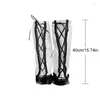 Women Socks Punk Gothic Lace Wearing Rope Warm Leg Pants Front Cross Tie Up Long Boots Cuff Street Personality Mid Cover