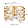 Bangle Open Manchet Armbanden Voor Vrouwen Roestvrij Staal Imitatie Parel Armbanden Geometrische Holle Legering Charm Accessoires