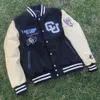 Designer Klassiek Varsity Jacket Herenjassen Casual paar Baseball pufferjack Los borduurwerk Herfst winter vintage leren jas eend bomberjassen d9