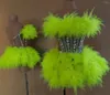 Palco desgaste fluorescente verde lantejoulas strass vestido para mulheres festa cheerleader mostrar desempenho dança traje nightclub outfit