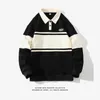 Mode Polo Hommes Pour 2023 Automne Printemps Manches Longues Harajuku Corée Rayé Tops T-shirts Casual Tshirt Vêtements Oversize 240115