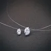 Fashion design Invisible Fishing Wire Stone Pendant Necklace 925 Sterling Silver cz Zircon Transparent line Fishing Wire Choker Pe283E