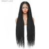 Synthetic Wigs X-TRESS Synthetic Full Lace Braided Wigs For Black Women 32 Inch Super Long Senegalese Twist Braiding Hair Wig With Baby Hair Q240115