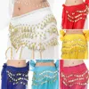 Scene Wear Women Sexig Belly Dance Hip Scarf Wrap Belt för Thailand/Indien/Arab Dancer Kjol Midjekedja Show Costume Sequins Tassels