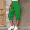 Pantaloni da donna Matita casual Primavera Estate Semplice elastico in vita Bottoni Tasca Pantaloni neri Pantaloni da indossare ogni giorno con polsini arrotolati