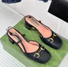 Master's Sandalias clásicas hechas a mano para mujer, parte superior de cuero auténtico, suela de cuero auténtico, decoración con hebilla de herradura, tacón grueso, correa trasera, talla 35-42