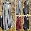 Kobiety średniowieczny płaszcz z kapturem Vintage Gothic Cape Solidny płaszcz długi wykop Halloween Cosplay Come Kobiety L220714207J