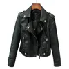 Korean Version of Slim PU Leather Jacket Women's Spring Autumn Winter Motorcycle Leather Short Coat 240115