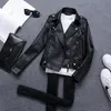 Korean Version of Slim PU Leather Jacket Women's Spring Autumn Winter Motorcycle Leather Short Coat 240115