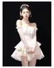 Abiti da festa Ragazza Pizzo Bianco Kawaii Lolita Abito Donna Cascading Ruffles Manica lunga Fata Cinghie Compleanno Quinceanera