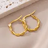 Orecchini a cerchio tondi attorcigliati per donna Placcato in oro Classico acciaio inossidabile 2024 Trend Coppia Gioielli per piercing all'orecchio Aretes