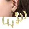 Boucles d'oreilles à trois arcs pour femmes, accessoires de bijoux créatifs personnalisés en zircone cubique de tempérament Simple