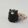 Keychains Cute Mini Wooden Bear Keychain Solid Wood Hand Carved Figurines Miniature Keyrings Creative Crafts Ornaments Key Chain