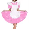 Plus size exótico empregada cosplay pvc uniforme feminino olhar molhado manga curta puff mini vestido francês empregada traje lolita avental dress274q