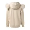 Arrivée Automne Winter Hoodie Femmes Fleece Pullover avec Hood Real Fox Fur Lady Matets Jackets S5185 240115