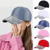 Visors Women Baseball Cap With Sparkling Rhinestones Wide Brim UV-Proof Sun Protection Shiny Stylish Hat Outdoor