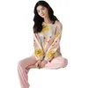 Pajamas Ladies Spring Autumn Long Sleeve Polyester Cotton Women's and Winter Large Size Casual Homewear Set 240115