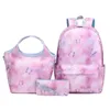 Школьные сумки 3 в 1, детский рюкзак для девочек, сумка с бабочкой и небом для подростков, холстина большей вместимости, для путешествий с ланч-боксом, пенал
