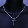 Nouveau Iced Out Cross Colliers Cubique Zircon Tennis Chaînes Hommes Hip Hop Bijoux Femmes Mode Or Argent CZ Pendentif Partie Ras Du Cou Nec323b