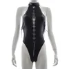 Black Lace-up Teddy Sexy Leotard Women Backless Halter Bodysuit Racy Lingerie Nightclub Stripper Dance Costume318L