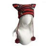 ベレー帽のかぎ針編みの縞模様の帽子カジュアルニットビーニーY2Kガールガールズピクチャープロップ