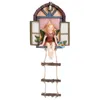 Fée Maison Arbre Suspendu Sculpture Fenêtre Fée Échelle Résine Statue Figurine Ornement Extérieur Pour La Maison Jardin Cour Art Décor 240113