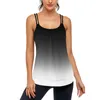 Tanques femininos Mulheres Treino Regatas Sem Mangas Soltas Fit Scoop Neck Spaghetti Strap Yoga Racerback Sports Print Blusa