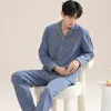 Männer Nachtwäsche Koreanische Mode Baumwolle Strickjacke Herren Für Frühling Herbst 2 Stück Set Homewear Junge Junge Casual Loungewear Pijamas