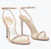 Elegante Rene Caovilla Ellabrita Sandálias Sapatos Cristal Strappy Mulheres Festa Vestido De Casamento De Salto Alto Senhora Gladiador Sandalias EU35-43 Caixa Original