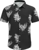 SheLucki Hawaiiaans herenoverhemd unisex zomerstrand casual overhemd met korte mouwen, knoopsluiting, bedrukte palmkleurige kleding