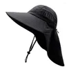 Berets verão sol chapéus unisex algodão boonie chapéu com aba de pescoço ao ar livre proteção uv grande borda larga caminhadas pesca safari balde