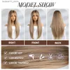 Synthetic Wigs oneNonly Synthetic Wig Blonde Wig Long Straight Wigs for Women Party Cosplay Natural Human Hair Heat Resistant Q240115