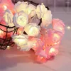 Strängar 3m 20 LED Rose String Lights Battery Operated Flower Garland Fairy Valentine Wedding Party Decoration Christmas