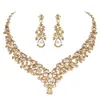 Crystal Pink Bridal Jewelry Sets Teardrop Shape Wedding Necklace Earrings African Fashion Party Jewelry Sets Accessories 8 color 240115