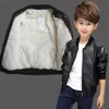 Arrived Boys Coats Autumn Winter Fashion Korean Children's Plus Velvet Warming Cotton PU Leather Jacket For 1-11Y Kids 240115