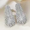 Choucong 2024 Stud Earrings Original Luxury Jewelry Real 100 ٪ 925 Sterling Silver Peav White Moissanite Diamond Gemstones Party Women Feather Enring Gift