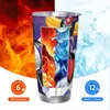 Tumblers UFO Mazinger Z Tumbler Vácuo Isolado Goldorak Actarus Anime Copo Térmico com Tampa Palha Dupla Parede Canecas Garrafa de Água 20oz