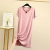 Vêtements de nuit pour femmes Vêtements de nuit Modal Plus Loose Homewear Été Femmes Casual Coton Chemise de nuit Taille Chemise de nuit Pyjamas de printemps Chemises de nuit courtes