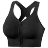 Roupa de yoga feminina sutiã esportivo de alta resistência à prova de choque reunião plus size correndo colete fitness push up ginásio frontal zíper topo