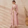 Sukienki swobodne moda damskie muzułmańskie arabskie otwarte kimono rękawie kimono szaty wewnętrzne długie sukienki Dubai zestawy islamska suknia kaftanowa Kaftan