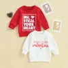 -10-17 Lioraitiin 0-3y Toddler Bebek Kız Sevgililer Günü Kıyafet Mektubu Baskı Crewneck Sweatshirt Kazak Sweater Gömlek 240115