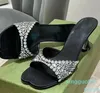 Fuchsia Sandals womens rhinestone slippers Metal heel womens shoe high Heeled shoes designer kitten heel slipper Party Sandal