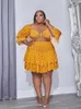 Wmstar Plus Size Women 2 Two Piece Outfits Sexy Crop Top and Mini Skirts Sets Dot Print Matching Wholesale Drop 240115