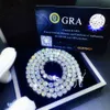 Sterling sier jóias hip hop 5mm moissanite tênis corrente pass tester vvs diamante corrente