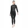 Roupa de banho feminina 3mm neoprene wetsuit de uma peça manga longa quente masculino mergulho surf maiô protetor solar esportes aquáticos preto